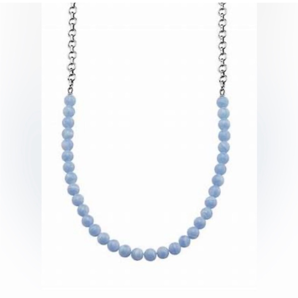 NWT Lia Sophia InfinitMe Necklace 16" Genuine Blue Chalcedony